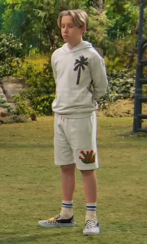 Jake's embroidered hoodie and shorts on Bunkd