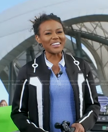 Janai's blue zip polo on Good Morning America
