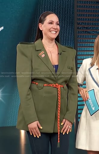 Jene Luciani Sena's green belted blazer on Access Hollywood