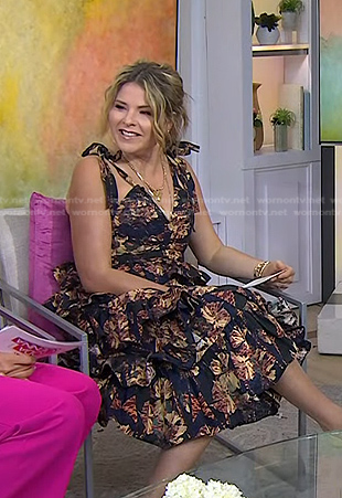 Jenna's navy floral tiered dress on Today