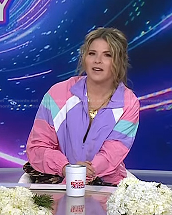 Jenna's pink and purple colorblock jacket on Today