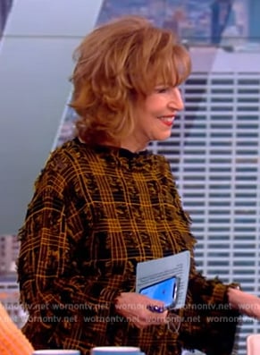 Joy's black plaid fringe top on The View