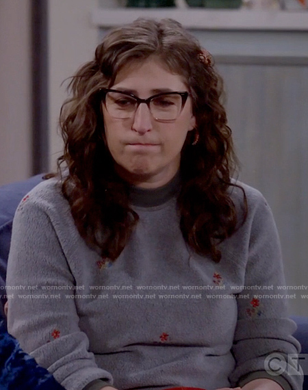 Kat's grey floral embroidered sweatshirt on Call Me Kat