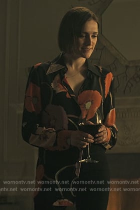 Kate's black floral print blouse on You