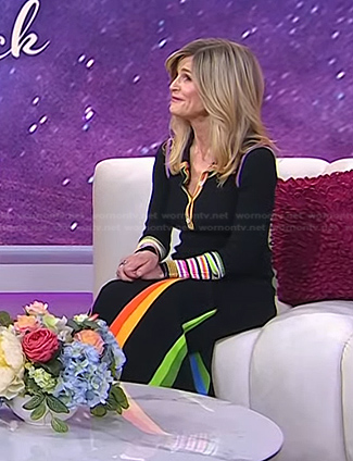 Kyra Sedgwick's rainbow striped polo dress on Today