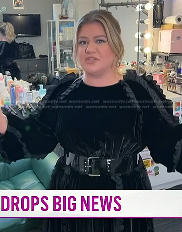 Kelly Clarkson's black ruffle velvet dress on Today