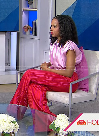 Kerry Washington's pink satin top and red pants on Today