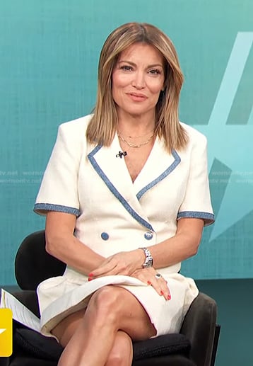 Kit's white double breasted blazer dress on Access Hollywood