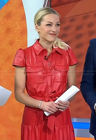Lindsay Czarniak's red leather shirtdress on Today