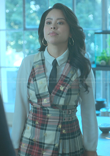 Mariana's plaid bee wrap mini dress on Good Trouble