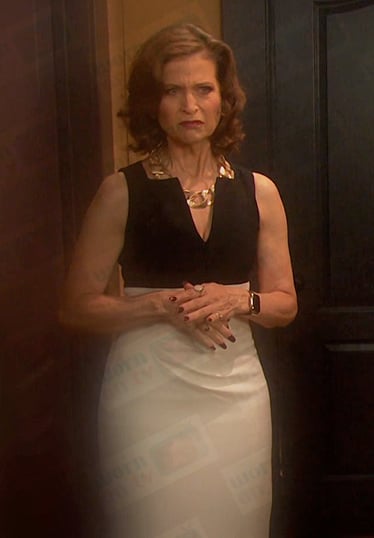 Megan's black and white colorblock dress on Days of our Lives