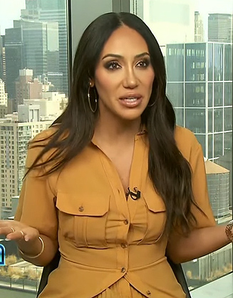 Melissa Gorga's beige utility shirtdress on Extra