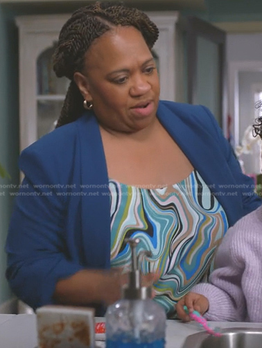 Miranda's swirl print top on Greys Anatomy
