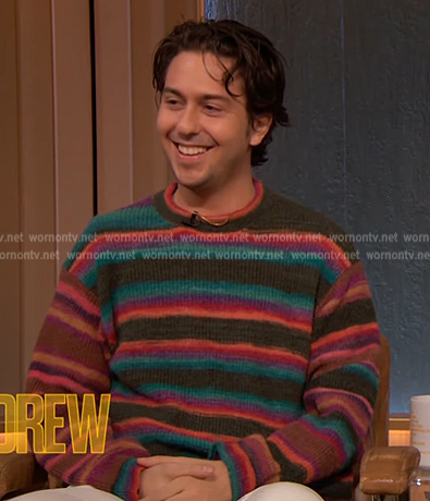 Nat Wolff's striped cashmere sweater on The Drew Barrymore Show