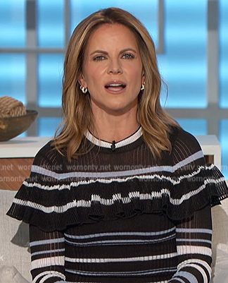 Natalie's black stripe ruffle sweater on The Talk