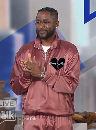 Nate Burleson's satin jacket and pants on The Talk