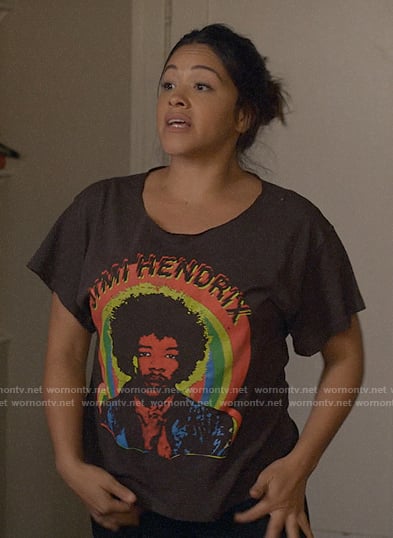 Nell's Jimi Hendrix tee on Not Dead Yet