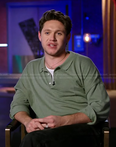 Niall Horan's green long sleeve polo shirt on The Voice