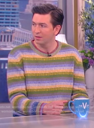 Nicholas Braun's stripe metallic sweater on The View