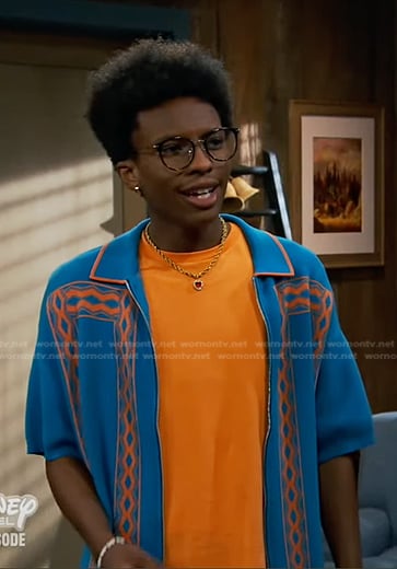Noah's blue printed knit zip shirt on Bunkd
