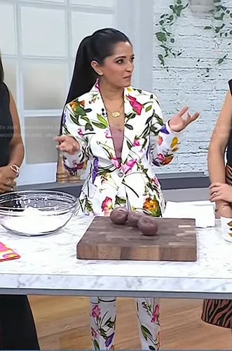Palak Patel's white floral suit on Today
