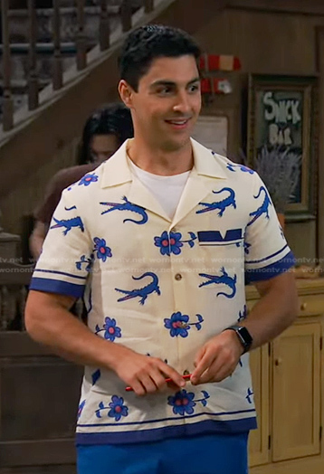 Parker's white crocodile print shirt on Bunkd