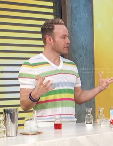 Paul Zahn's striped knit tee on Access Hollywood