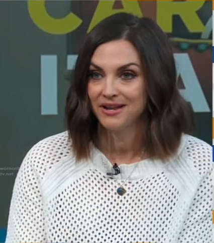 Paula's white crochet sweater on Good Morning America