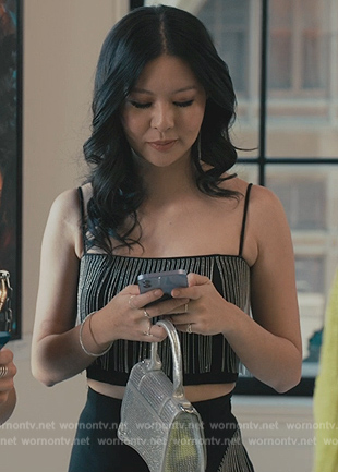 Phanta's black crystal embellished top and skirt on Bel-Air