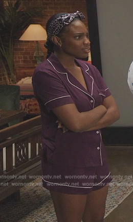Purple piping trim pajamas on All American Homecoming