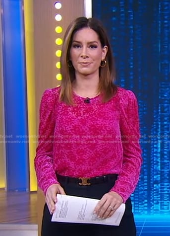 Rebecca's pink velvet burnout top on Good Morning America