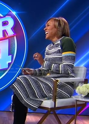 Robin's striped ribbed sweater and skirt on Good Morning America