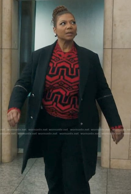 Robyn's black coat with zip sleeves on The Equalizer