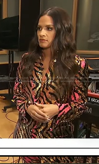 Rocsi Diaz's sequin animal blazer and pants on Good Morning America