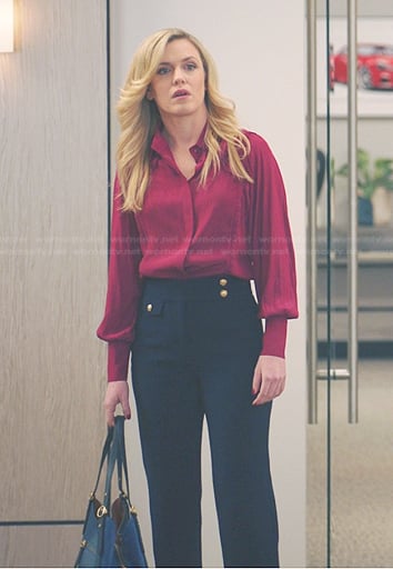 Sadie's pink pleated trim blouse on American Auto