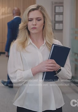 Sadie's white peplum blouse on American Auto