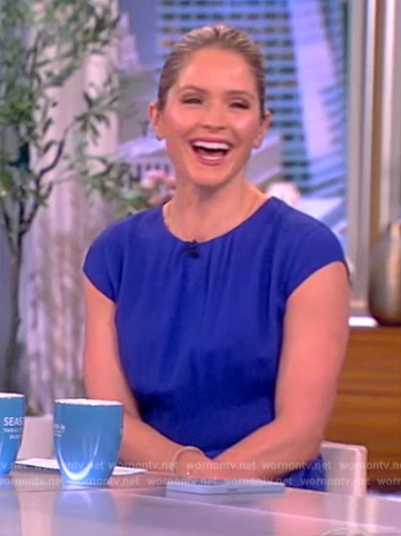 Sara's blue cap sleeve dress on The View