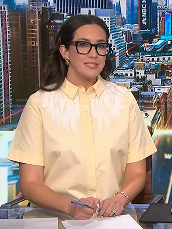 Savannah's yellow embroidered shirt on NBC News Daily