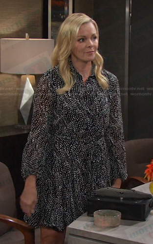 Belle's black printed dress on Days of our Lives