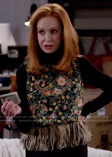 Sheila's floral fringe trim top on Call Me Kat