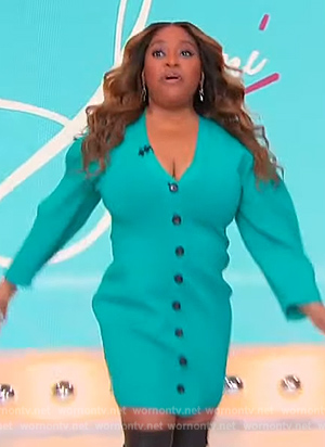 Sherri's turquoise button front dress on Sherri