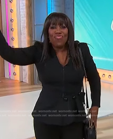 Sheryl Underwood's black button detail jacket and bag on Sherri