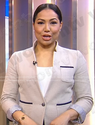 Stephanie's contrast trim textured jacket on Good Morning America