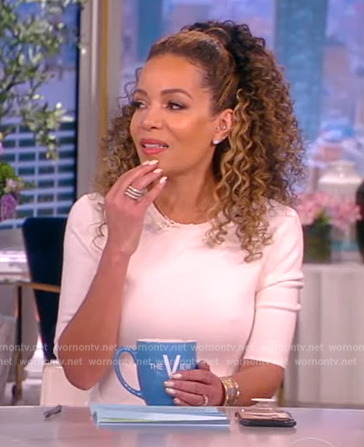 Sunny's white cashmere flare dress on The View