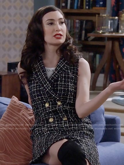 Brigitte's black tweed dress on Call Me Kat