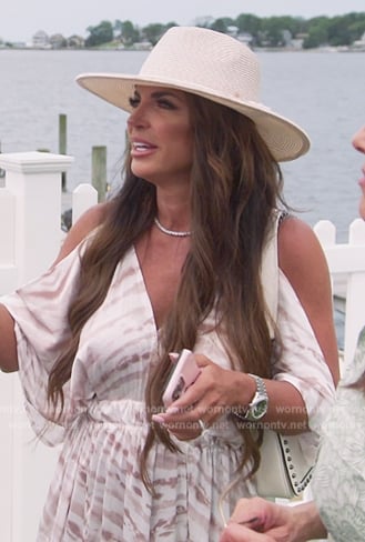 Teresa's animal print cold shoulder dress on The Real Housewives of New Jersey