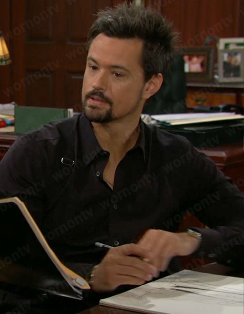 Thomas's black button down shirt on The Bold and the Beautiful