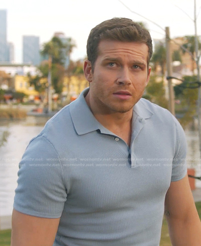 Buck's blue knit polo shirt on 9-1-1