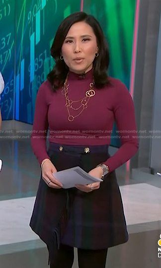 Vicky's purple plaid mini skirt on NBC News Daily