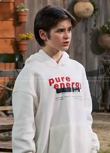 Whinnie's white pure energy hoodie on Bunkd